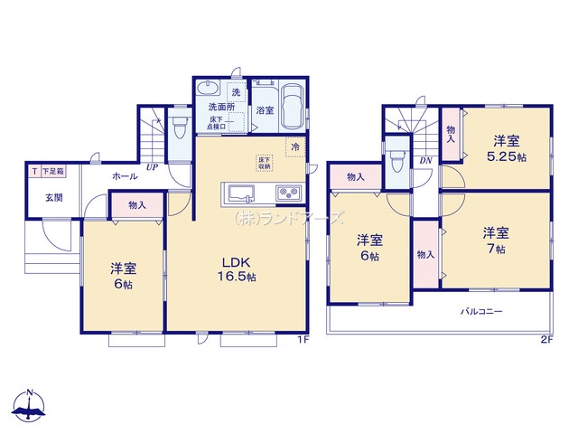 名古屋市港区名四町A(建売・4LDK・3,590万円)の間取り図