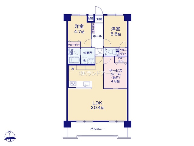 真栄マンション木場町B棟（・ 2SLDK （S）・1,599万円）の間取り図