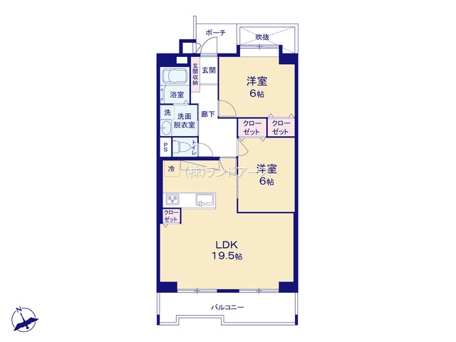 荘苑星ヶ丘（・2LDK・2,099万円）の間取り図