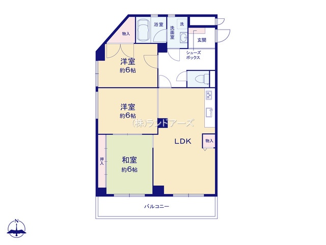 赤坂マンション藤が丘（・3LDK・1,480万円）の間取り図