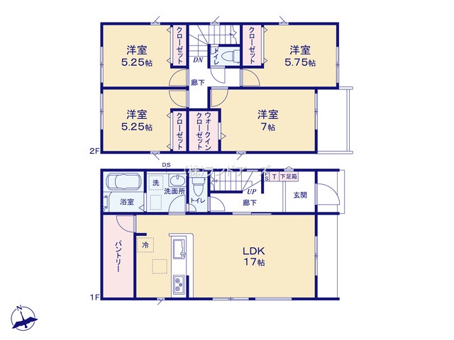 北名古屋市六ツ師Ⅷ4（建売・4LDK・3,392万円）の間取り図