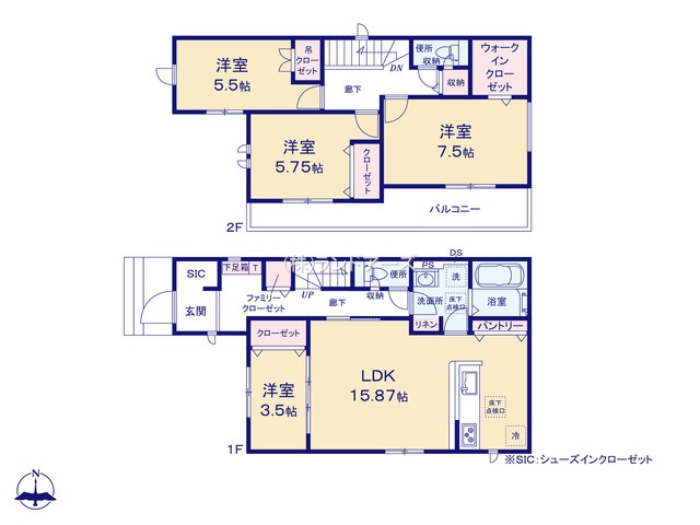 尾張旭市東大道町曽我廻間（建売・ 4LDK・ 3,490万円）の間取り図