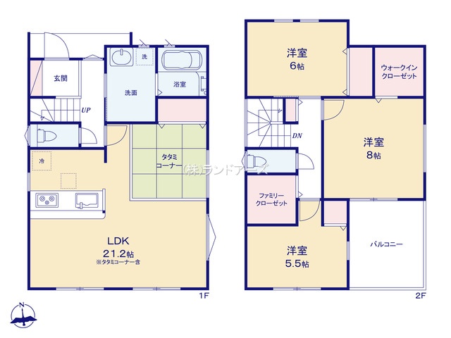 春日井市不二ガ丘Ⅲ（建売・3LDK・3,299万円）の間取り図