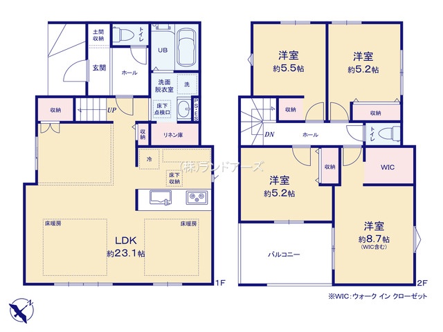名古屋市名東区西里町（建売・4LDK・5,799万円）の間取り図