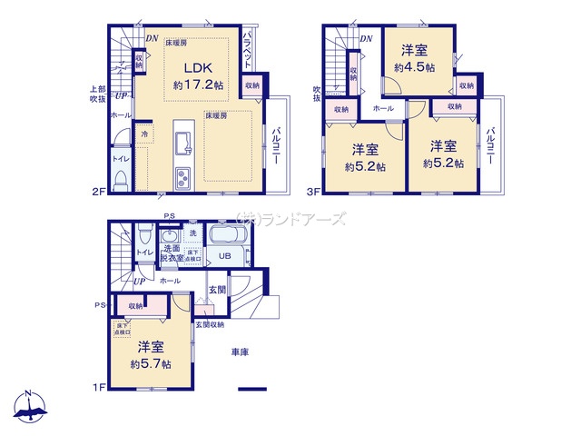 名古屋市昭和区長戸町（建売・4LDK・5,499万円）の間取り図