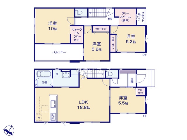 名古屋市港区遠若町Ⅴ（建売・4LDK・3,999万円）の間取り図