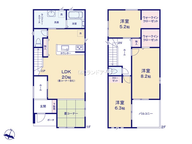 名古屋市港区多加良浦町Ⅱ2（建売・3LDK・3,290万円）の間取り図