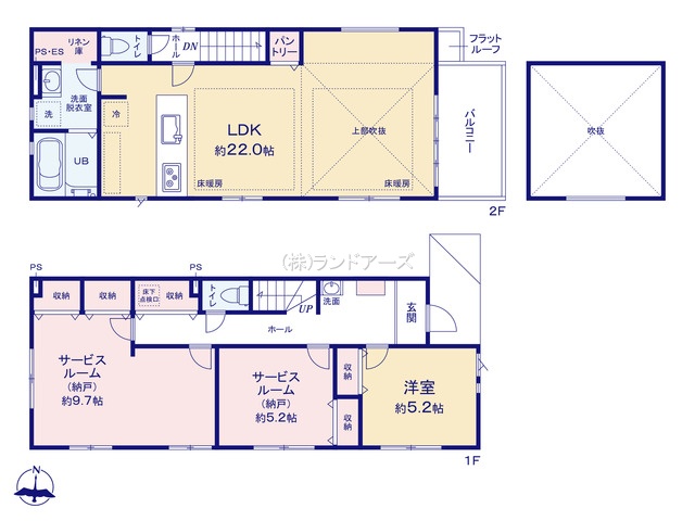 名古屋市緑区ほら貝2（建売・1SLDK （2S）・4,999万円）の間取り図