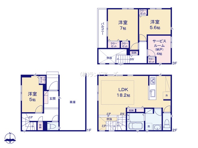 名古屋市名東区一社2（建売・3SLDK （S）・5,990万円）の間取り図