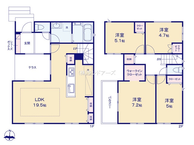 名古屋市天白区梅が丘2（建売・4LDK・4,790万円）の間取り図