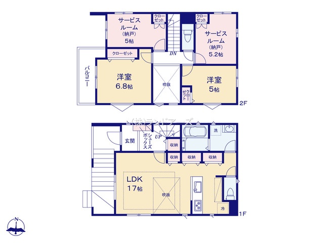 名古屋市天白区梅が丘3（建売・4LDK・4,490万円）の間取り図