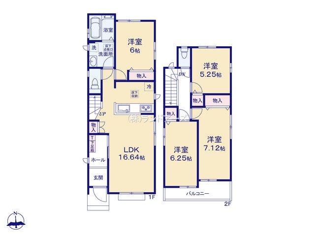 尾張旭市旭前町ⅡC（建売・4LDK・3,790万円）の間取り図