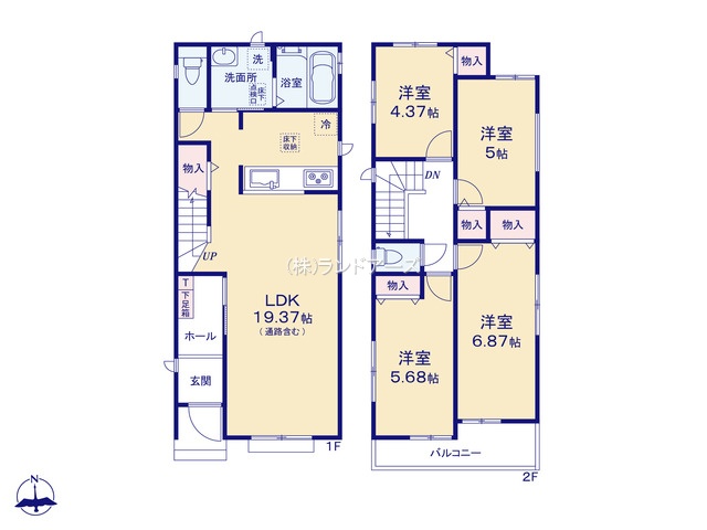 尾張旭市旭前町ⅡD（建売・4LDK・3,790万円）の間取り図