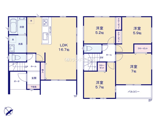 尾張旭市南原山町赤土（建売・ 4LDK・3,290万円）の間取り図