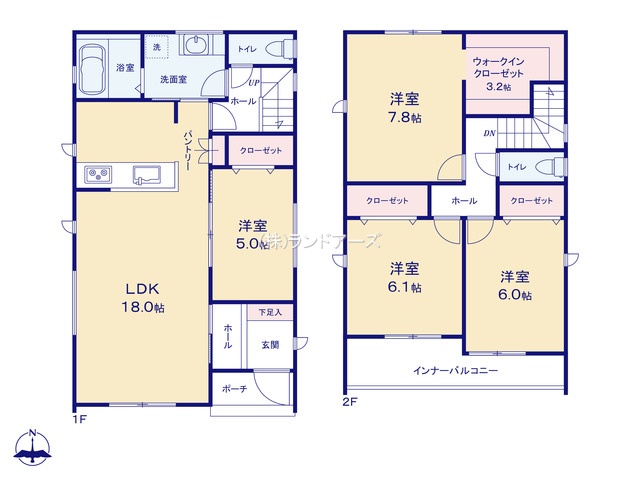 尾張旭市西大道町3（建売・4LDK・3,490万円）の間取り図
