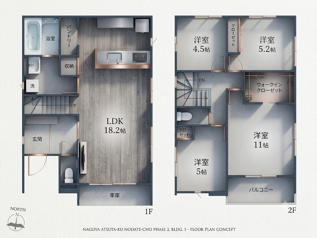 名古屋市熱田区野立町Ⅱ(建売・4LDK・5,299万円)の間取り図