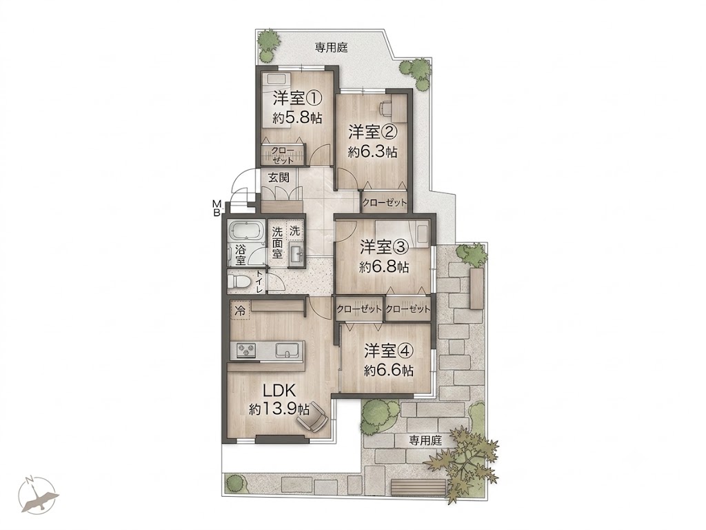 ルミエール八事(・4LDK・2,499万円)の間取り図