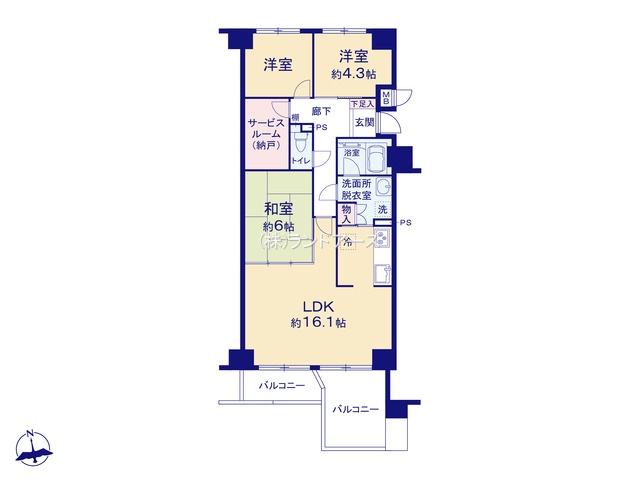 メイツ大府7F(・3LDK・1,700万円)の間取り図