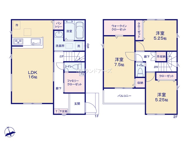 北名古屋市六ツ師Ⅷ3(建売・3LDK・2,692万円)の間取り図