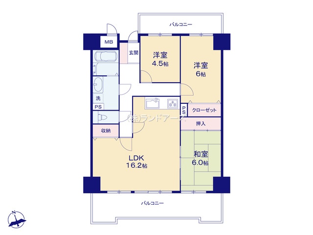 ライオンズマンションニューシティ蟹江六番館(・3LDK・1,298万円)の間取り図
