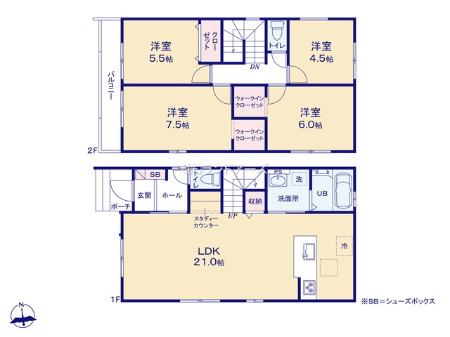 一宮市木曽川町黒田字北野黒（戸建）03（建売・4LDK・3,199万円）の間取り図