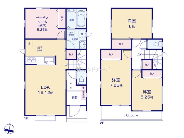 海部郡蟹江町源氏3丁目(戸建)A(建売・3SLDK・2,990万円)の間取り図