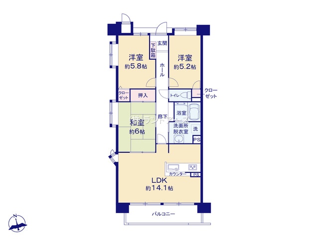 モアグレース枠杁（・3LDK・1,699万円）の間取り図