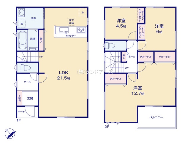 海部郡蟹江町学戸1丁目(戸建)(建売・3LDK・3,090万円)の間取り図