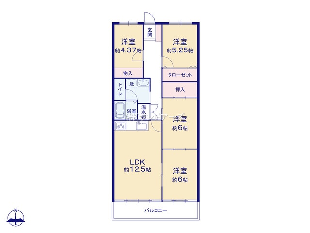 シャトレ愛松尾西（・4LDK・1,300万円）の間取り図