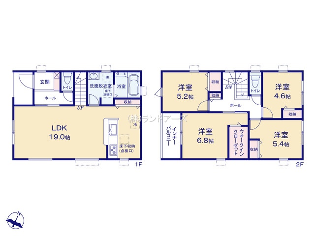 海部郡蟹江町西之森9丁目(戸建)01(建売・4LDK・2,490万円)の間取り図