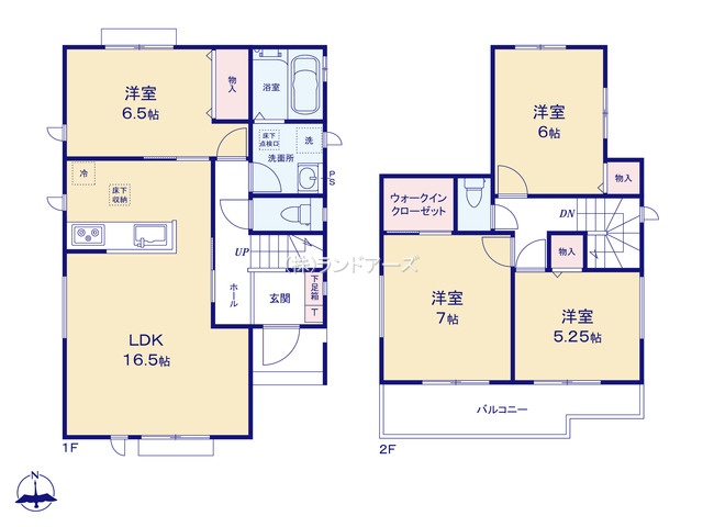 一宮市萩原町林野字大門先（戸建）B（建売・4LDK・2,990万円）の間取り図