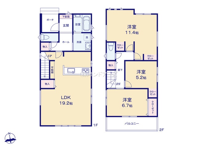 大府市横根町石丸(戸建)01(建売・3LDK・3,890万円)の間取り図