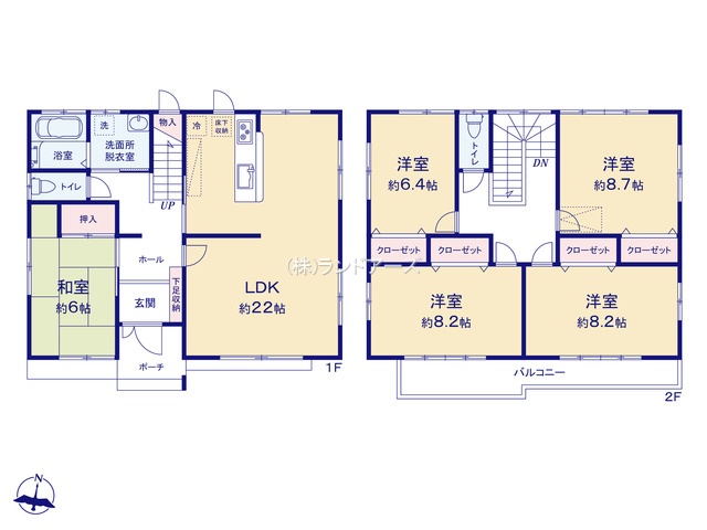一宮市大和町馬引字郷裏（中古戸建・5LDK・3,399万円）の間取り図
