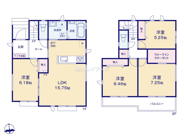 一宮市開明字杁西郭（戸建）B（建売・4LDK・2,790万円）の間取り図