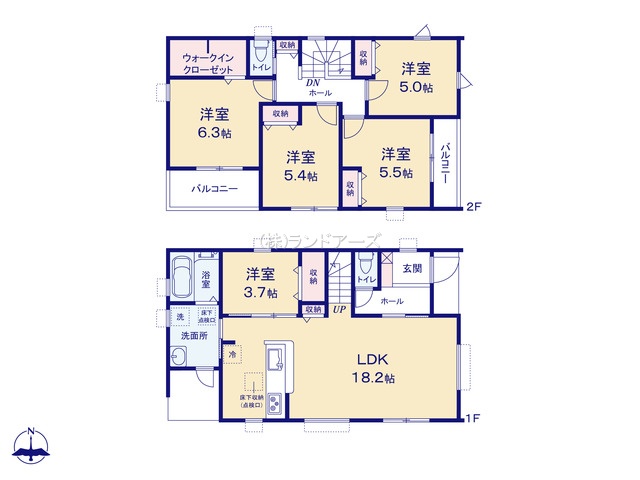 一宮市小信中島（戸建）01（建売・5LDK・2,780万円）の間取り図