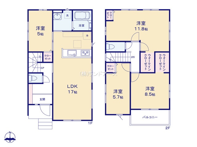 春日井市下条町3丁目(戸建)01(建売・4LDK・4,599万円)の間取り図