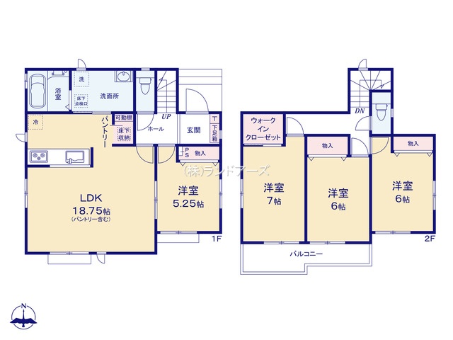 一宮市北方町北方字中屋敷郷（戸建）B（建売・4LDK・2,690万円）の間取り図