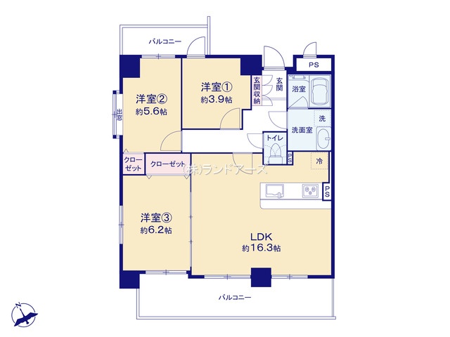 チサンマンション一宮高畑町（・3LDK・1,299万円）の間取り図
