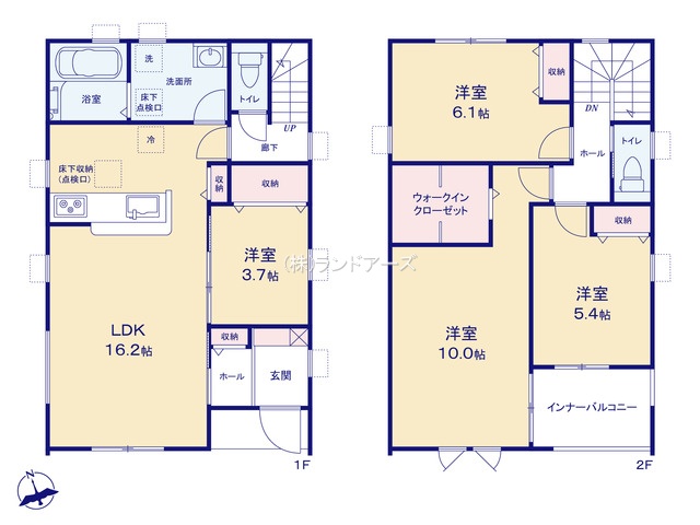 一宮市小信中島字宮前（戸建）01（建売・4LDK・2,580万円）の間取り図