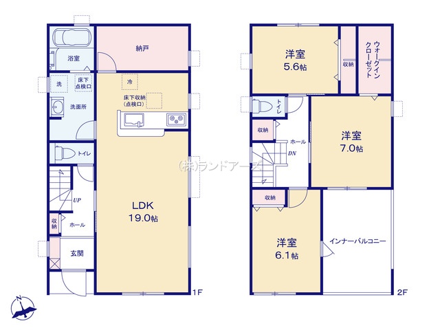 一宮市小信中島字宮前（戸建）02（建売・3LDK・2,480万円）の間取り図