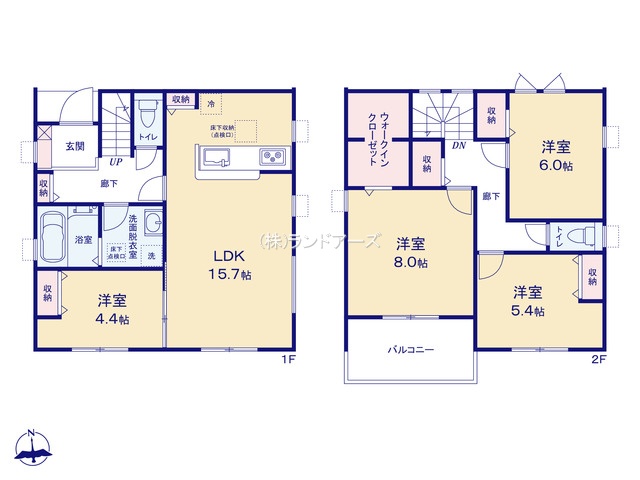 一宮市浅野字長島（戸建）02（建売・4LDK・3,020万円）の間取り図