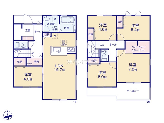 一宮市春明字南馬背口（戸建）02（建売・5LDK・2,950万円）の間取り図
