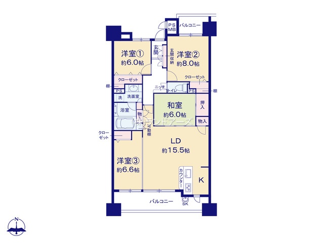 ライオンズマンション豊山ニューシティ（・4LDK・2,580万円）の間取り図