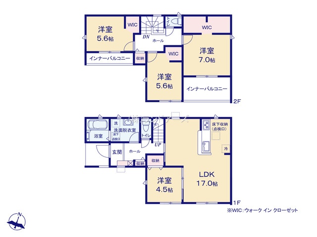 海部郡蟹江町西之森9丁目(戸建)01(建売・4LDK・2,950万円)の間取り図