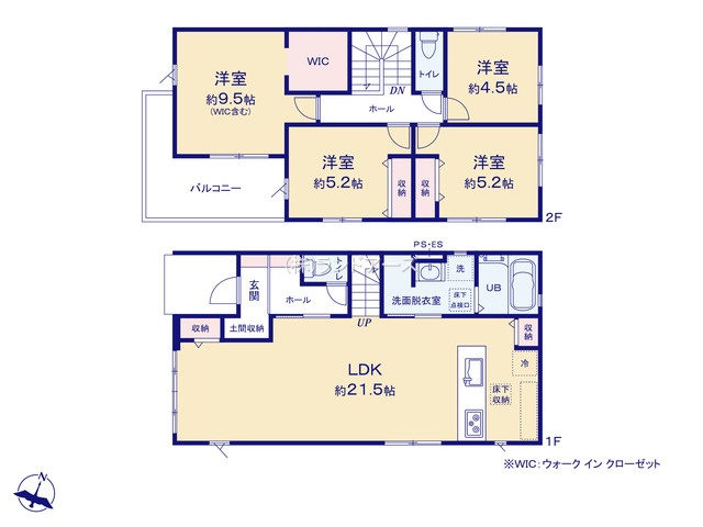 名古屋市守山区小幡北Ⅱ1(建売・4LDK・5,099万円)の間取り図