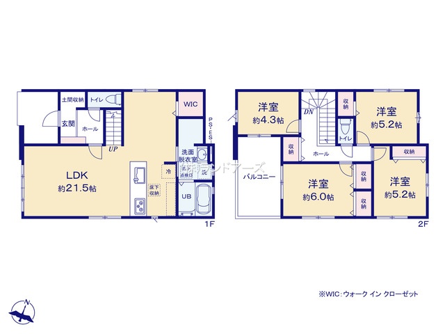 名古屋市守山区小幡北Ⅱ2(建売・4LDK・ 5,099万円)の間取り図