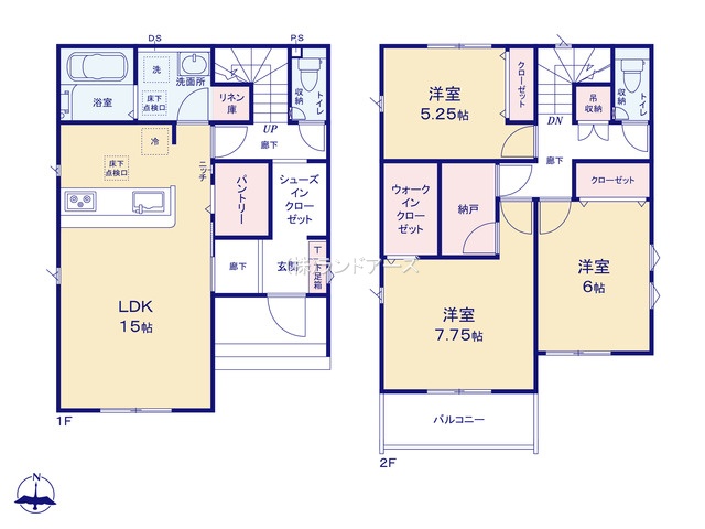 名古屋市守山区西城Ⅱ2(建売・3LDK・4,084万円)の間取り図