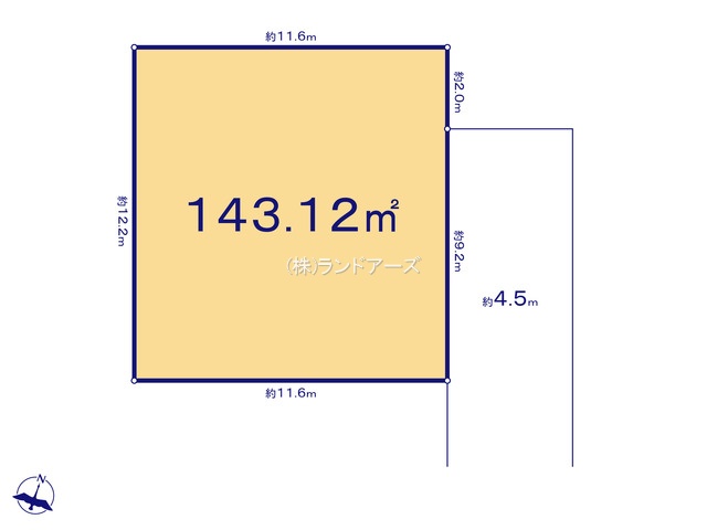 一宮市大和町妙興寺字八町（土地）B（・・1,480万円）の間取り図