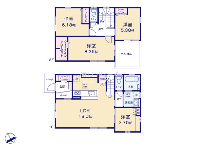 江南市古知野町本郷（戸建）07（建売・4LDK・3,780万円）の間取り図