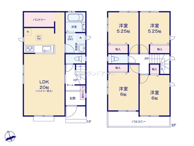 一宮市浅井町大日比野字東屋敷（戸建）B（建売・4LDK・2,490万円）の間取り図